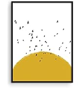 Haus and Hues Sun Art Print Nordic Wall Art - Sun Wall Art Yellow Wall Decor | Mid Century Modern...