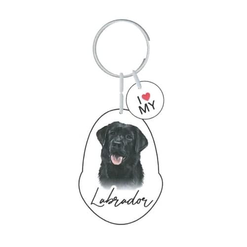 Splosh Personalised Keyring - Black Labrador Dog Key Chain. Customised Gifts for Dog Lovers. Dog Accessories, Key Tags