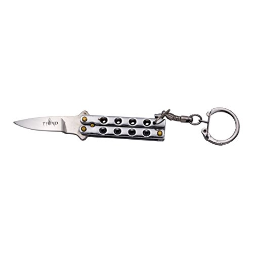 Fan Folding Knife key ring Third 1015P 5 cm silver finish, 2 mm thick, weight 25 grams
