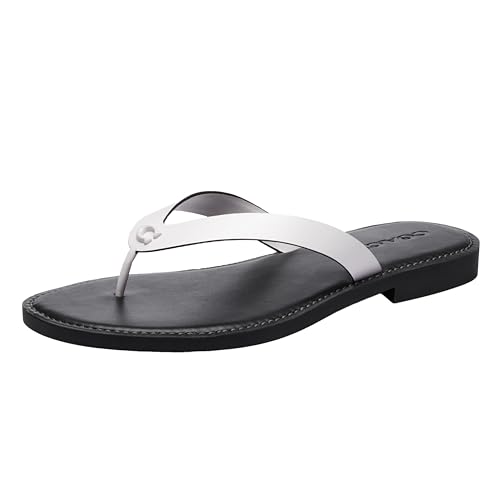 Coach Women's Brianna Flip Flops, Optic White, 7 Medium US