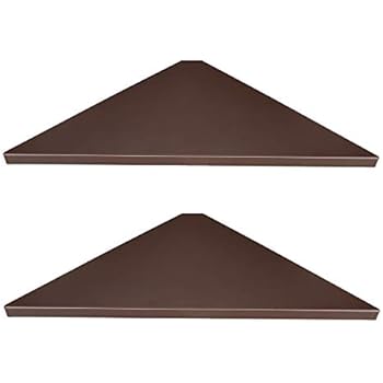 Evron Corner Mounting Shelf,Easy to Install Wall Corner Shelf,Set of 2 (Brown Wooden Striped with Hole Pattern)