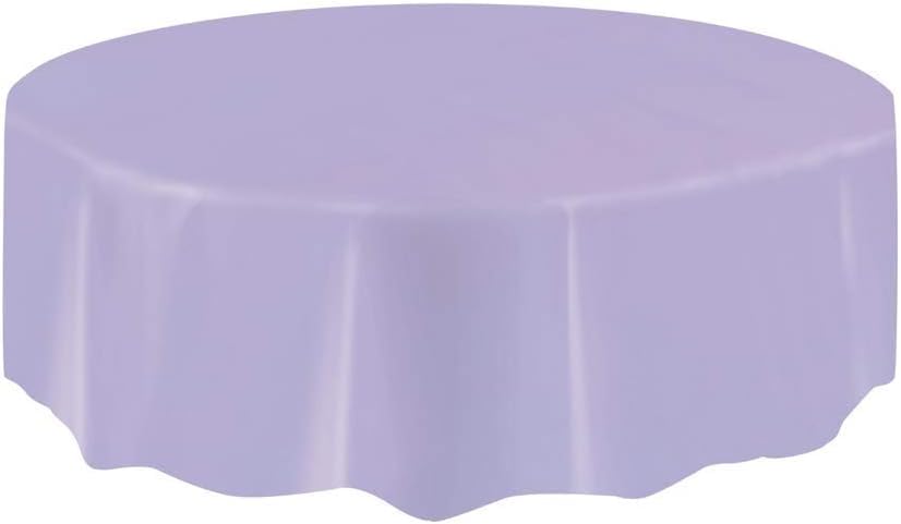 AIBC Just Believe... Round Disposable Plastic Table Covers Party Table Cloth Wipe Clean Plastic Tablecloth, 7ft (2 Pack) (Lavender)