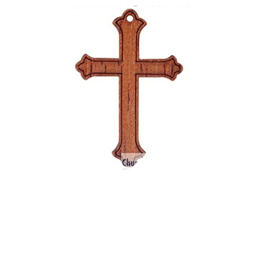 25/ Budded Wood Cross Pendant - Light Finish Crosses 1 5/8