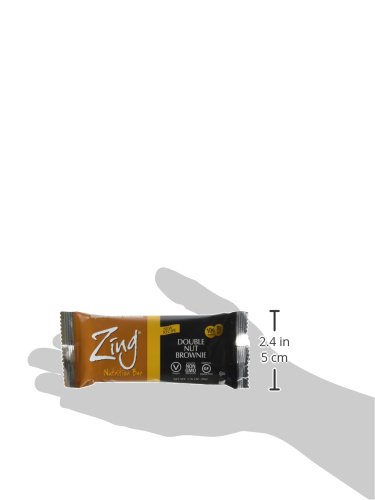 Zing Nutrition Bar, Double Nut Brownie, (Pack of 12), Non-GMO Snack Bar for Optimum Energy, Gluten & Soy Free, Vegan, Plant-Based Protein