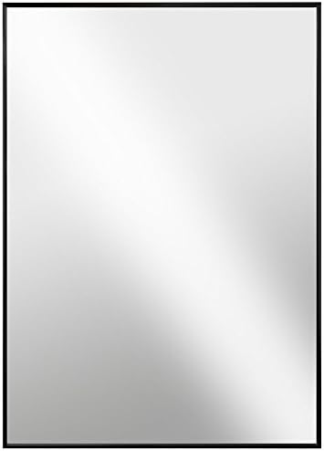 Raphael Rozen , Modern Hanging Framed Wall Mounted Metal Mirror, (26x38, Black Glossed Aluminum)