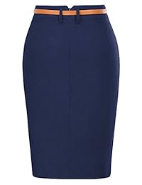 Kate Kasin Bodycon falda de lápiz para dama con Blet color sólido envuelta en la cadera