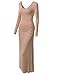 TWINTH Womens Long Sleeve Side Shirring Waist Maxi and Midi Dress