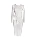 Leezeshaw® Women Casual Stretchy O-Neck Long Sleeve Fold Slim Pencil Dress White