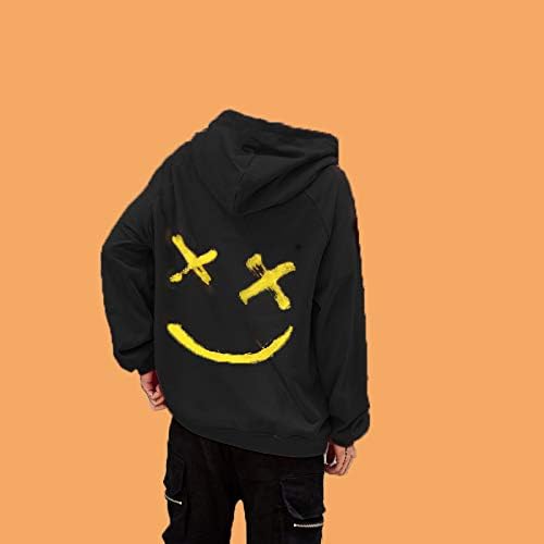 color block smile face hoodie