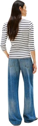 Camiseta de Manga Larga Mujer New Cody Slim Cuello Barco, Multicolor (Breton/ECU/Dark Night Navy), M
