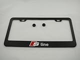 Audi S Line Black License Plate Frame with Caps