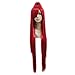 Xcoser Charming Erza Cosplay Wig Long Red Straight Wig With Single Pony Tail