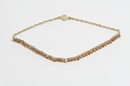 Silver Vermeil Bracelet With Brown Crystals and Cubic Zircon Accent