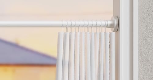 Pressure Curtain Pole for Curtain without Drilling Extendible for Bathroom Shower Room Curtains, Length 85 - 180 cm, Diameter 25 mm, White