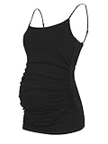 Jinson Women's Maternity Basic Knit Cami with Side Ruching Spaghetti Straps Pregnant Tank Top