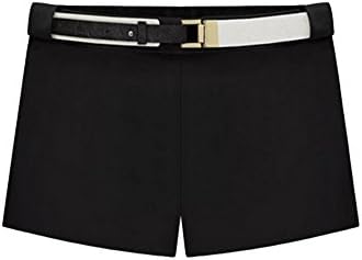 Qiaonier Womens Polyester Zipper Loose Short Pants With Waist Blet Free (XS)