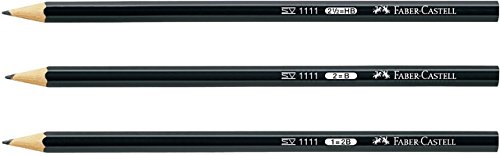 Faber-Castell 1111 Hexagonal Pencil B, Barrel Colour: Black (Pack of 12)