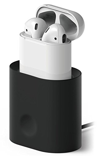 elago Upgrade AirPods Stand Charging Dock Compatible with Apple AirPods 1 & 2, Apple TV Remote, Apple Pencil [Black] - AirPods Stand/Holder