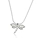 Dragonfly Pendant 925 Sterling Silver Necklace with Created Blue Fire Opal, 18