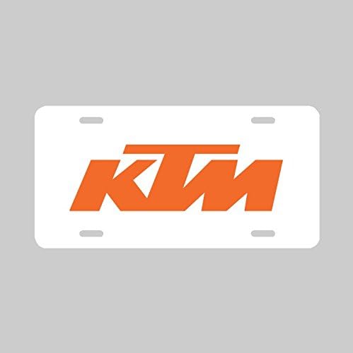 KTM Car License Plate Tag Front Auto Vehicle Front Truck RC 8 RC 390 (Metal, Orange on White)