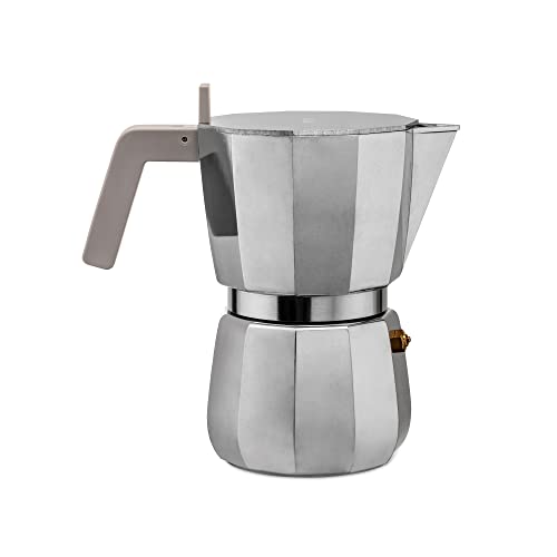 Alessi Moka Dc06/9 Fm - Cafetière Espresso Design En Fonte D'Aluminium, Poignée et Pommeau En Pa, Grig. 9 Tasses