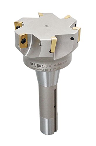 Accusize Industrial Tools 3 inch Cutting Diameter x 6-1/4'' Oal 90 Degree R8 Shank Indexable End Mill with 6 Apkt1604 Carbide Inserts, 0028-6908