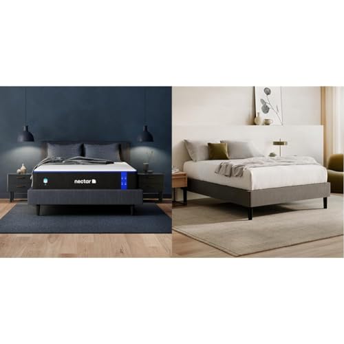 Nectar Full 12” Mattress with Bed Frame - Grey