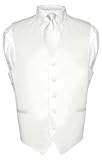 Men's Dress Vest & NeckTie Solid WHITE Color Neck Tie Set for Suit or Tuxedo