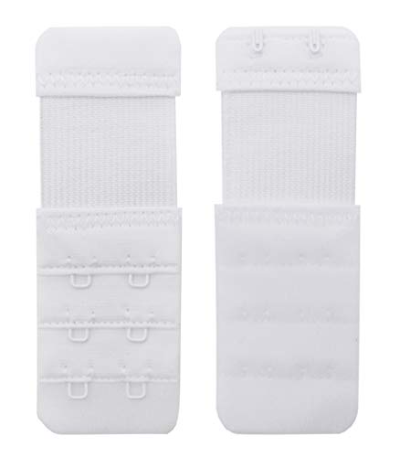 2 Hook Bra Extenders,Stretchy Soft and Comfortable Bra Strap Extender - 4 pcs Pack (White-1) - Thumbnail 4