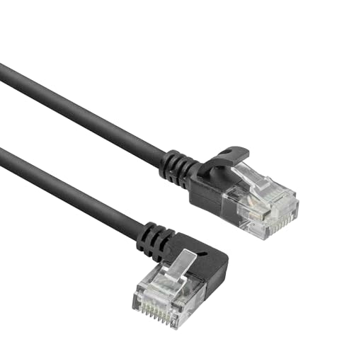 ACT Cavo di rete CAT6A ad angolo di 90° a sinistra, U/UTP LSZH LAN, sottile 3,6 mm, cavo Ethernet flessibile con connettore RJ45, per l'uso in data center, 1 m, a sinistra DC1901