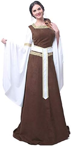 Amazon ミドリ屋 洋装ワンピース 中世期 貴族風 ヨーロッパ系 ワンピース 舞台 ドレス 欧米風 制服 コスプレ コスプレ衣装 コスチューム 高級 Cosplay コーヒー色 女性l コスプレ 仮装 通販