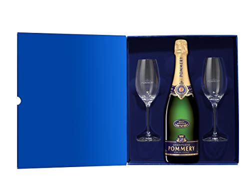 Champagne Pommery – Brut Apanage – Coffret 1 Bouteille 0.75L + 2 Flutes