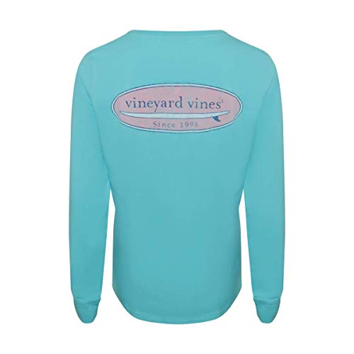 Vineyard Vines Women's Long Sleeve Pocket Signature Graphic T-Shirt (Surfboard Turquoise, XL)