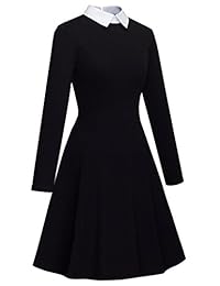 HOMEYEE, vestido casual A016 para fiestas o ir a trabajar, línea A, vestido con cuello de muñeca, de mujer