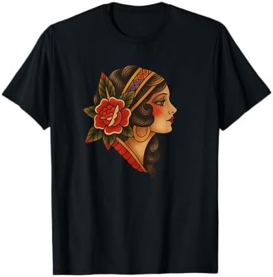 Amazon.com: Pin-up Girl x Tiger Traditional Tattoo Flash Vintage T