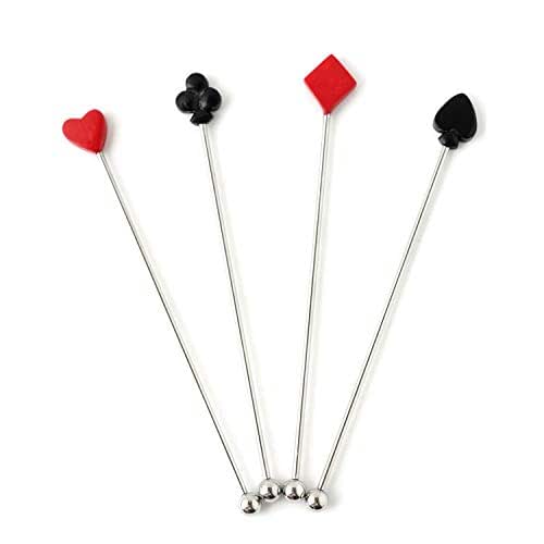 Casino Swizzle Stir Sticks, Set of 4, Stainless Steel Handmade