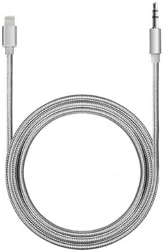 Headset Buddy 3ft iPhone Lightning to 3.5mm Male Car Stereo Headphone Aux Adapter Cable [Silver] (35M-LTGMs)
