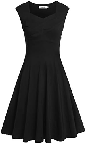 Women Dress,Comila Vintage Draped Casual Work Dresses For Women Black M