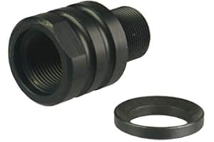 TWP Steel Black 1/2x28 Thread Protector with 1/2-36 TPI Outside Thread, 1/2x28 TPI Convert to 1/2X36 TPI with a Crush Washer