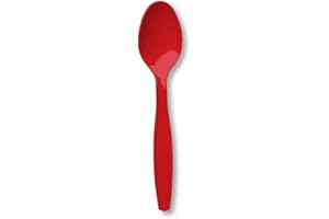 Creative Converting 50-Count Touch of Color Premium Plastic Spoons, Classic Red