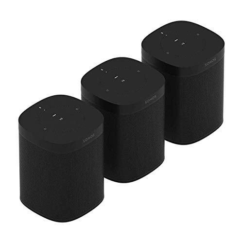 Sonos One (Gen 2) Three Room Set Voice Controlled Smart Speaker with Amazon Alexa Built in (3-Pack Black)