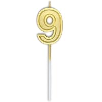 Dollet Birthday Candles Number 9 Cake Topper Decoration Gold Glitter Candle for Party Anniversary Kids Adults
