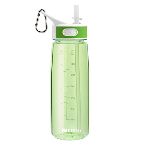 BOTTLED JOY BPA Free Tritan Bite Valve Water Bottle with Straw and Handle
