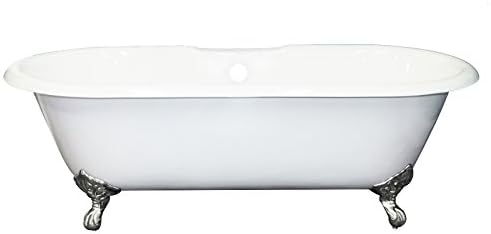 Cambridge Plumbing DE-67-7DH-CP 67" x 30" Cast Iron Double Ended Clawfoot Tub with 7" Deck Mount Faucet Drillings &amp; Polished Chrome Feet, 67" x 30" x 22"