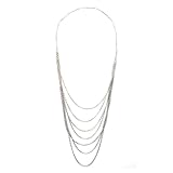 RHX Lady Vintage Style 7 layer Long Tassel Pendant Necklace Sweater Chain Silver New