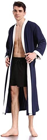 Waffle Robe for Men, V-Neck Knee Length Kimono Bathrobe