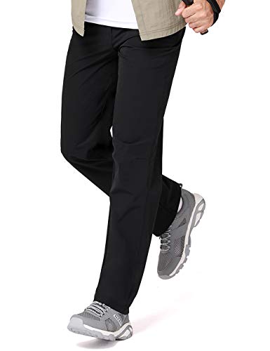 CAMEL CROWN Men’s Hiking Pants Quick Drying Stretchy Ultralight Athletic Pants Travel Cargo Pants Elastic Waist Black