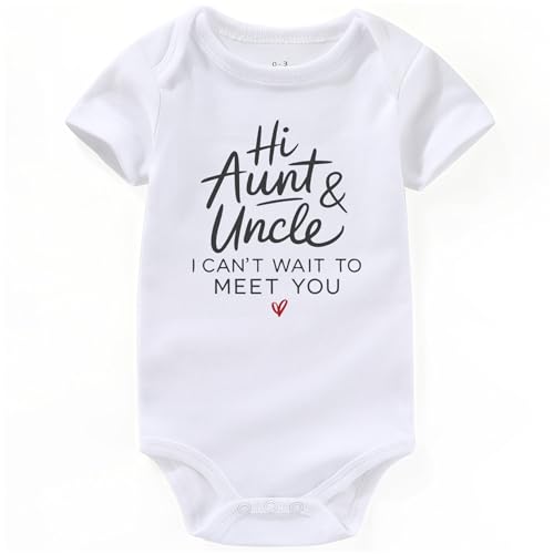 KEDFQV Hi aunt and uncle baby pregnancy announcement for uncle aunt I Can't Wait To Meet You Baby Clothes