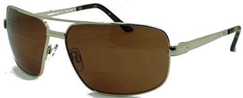 In Style Eyes Just Chillin Polarized Nearly Invisible Line Bifocal Sunglasses/Gold/2.00 Strength