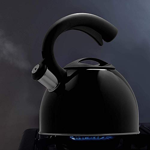 Whistling Stovetop Tea Kettle- Stainless Steel Tea Kettle With Mirrored look- Tea Pot Serves up to 15 Cups- Cool Grip Ergonomic Handle- Rust Resistant 3 Liter Stovetop Kettle- by Millennium (Black) - Thumbnail 2